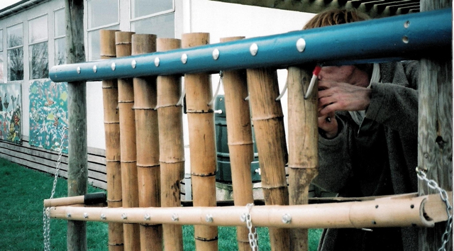Vertical xylophone made for an autistic unit.